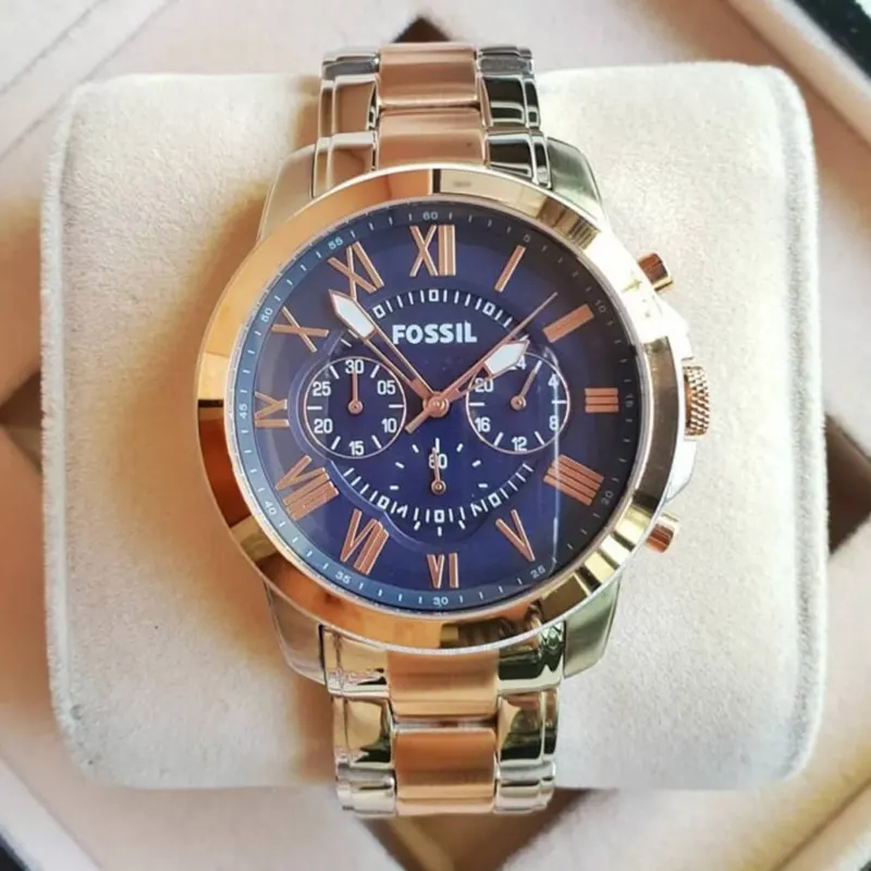 Fossil Grant Chronograph Blue Dial Two-tone Men's Watch | FS5024